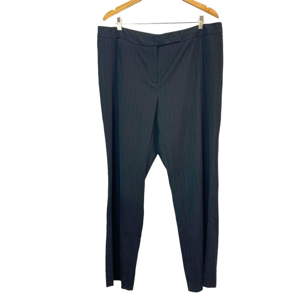 LANE BRYANT Black Pin Striped Flat Front Trousers Sz 20